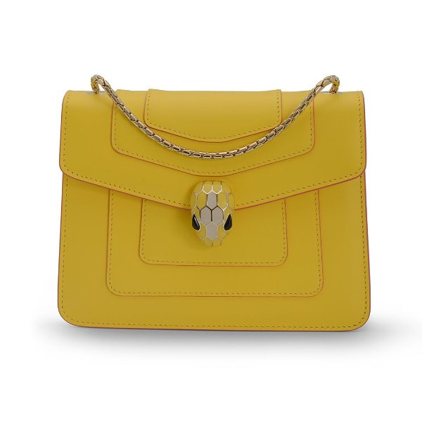 Serpenti Forever Buttercup Citrine And Crystal Rose Calf Leather And Enamel Shoulder Bag 287127