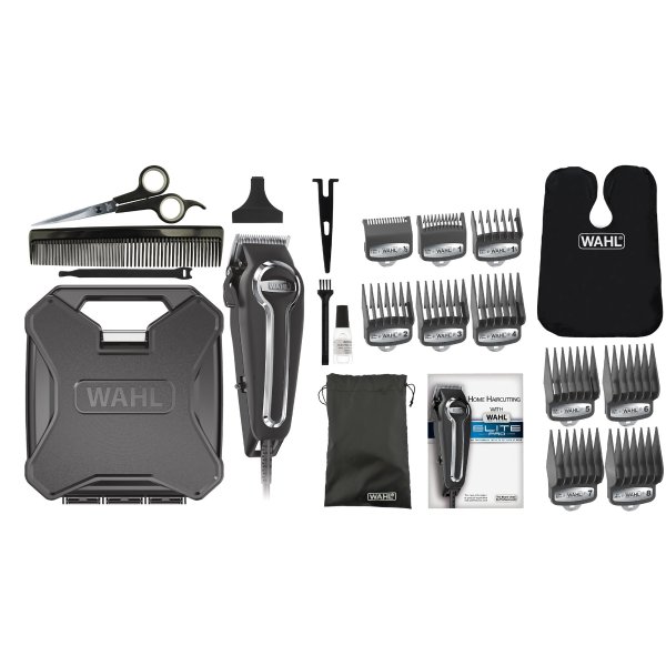 Elite Pro Complete High Performance Hair Clippers Haircut Kit, Black/Chrome 21 pieces Model 79602