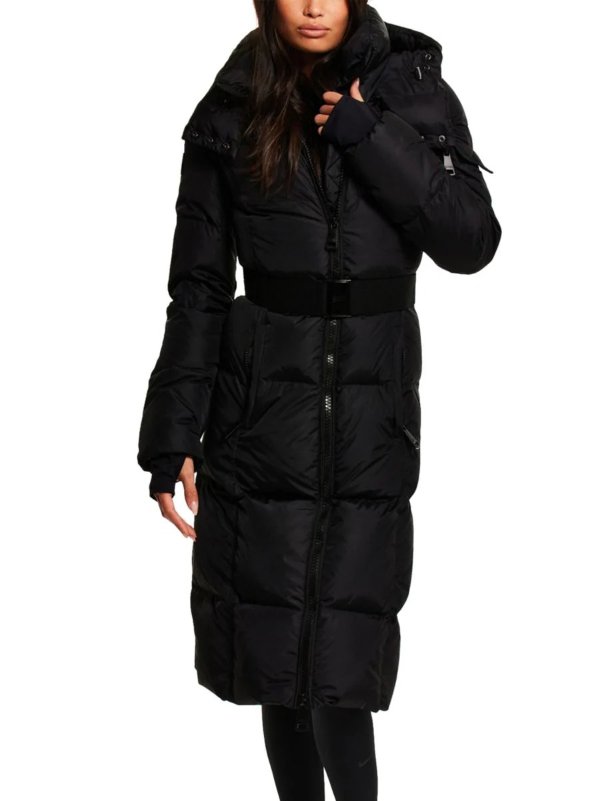 Long Noho Channel-Quilted Belted Coat