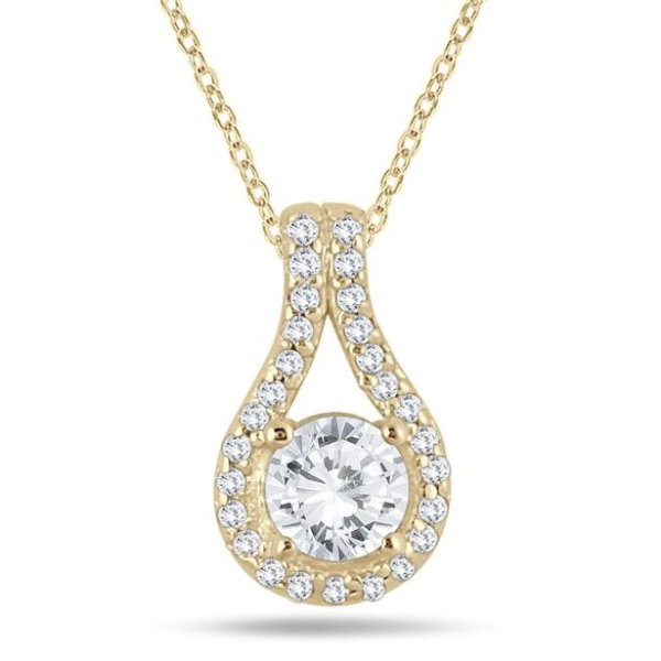 3/5 Carat TW Diamond Halo Pendant in 10K Yellow Gold