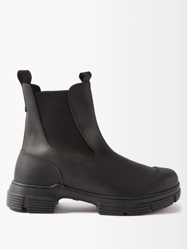 Chunky recycled rubber-blend Chelsea boots | Ganni