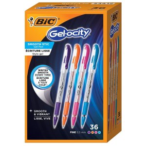 BIC Gelocity Smooth Gel Pens, Fine Point (0.5mm)36Count