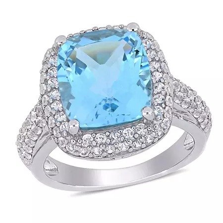 6.25 CT. T.G.W. Sky Blue Topaz and 1.02 CT. T.G.W. Created White Sapphire Cocktail Ring in Sterling Silver - Sam's Club