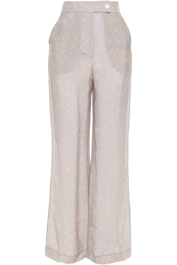 Printed cupro flared pants
