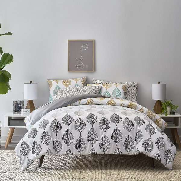 Texture Leaves Complete Bedding Set With Sheets