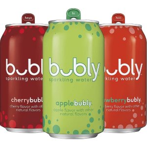 Bubly Sparkling Water 3 Flavor Variety Pack, Apple/Cherry/Strawberry, 12oz Can, 18 Count