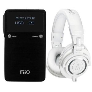 Audio-Technica ATH-M50x Pro Monitor Headphone White W/FiiO E17K Alpen 2 USB Amp