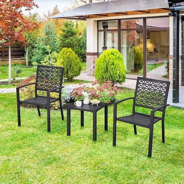 Outdoor Side Table, Small Metal Square Side Table, Easy Maintenance & Weather Resistance, Outside End Table for Patio, Porch, Deck, Pool, Indoor/Outdoor Use, Black