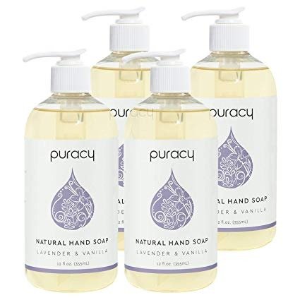 Natural Liquid Hand Soap, Lavender & Vanilla, Moisturizing Gel Hand Wash, 12 Ounce (4-Pack)