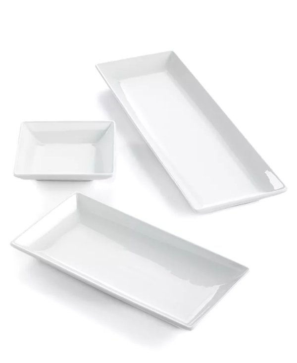 白瓷长方形餐盘3件套