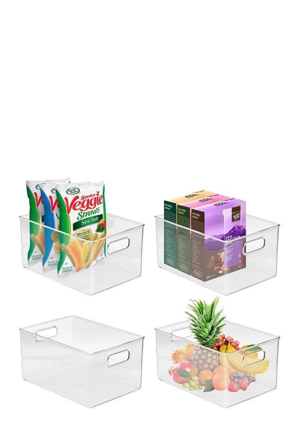 Large Clear Storage Bins - Pack of 4