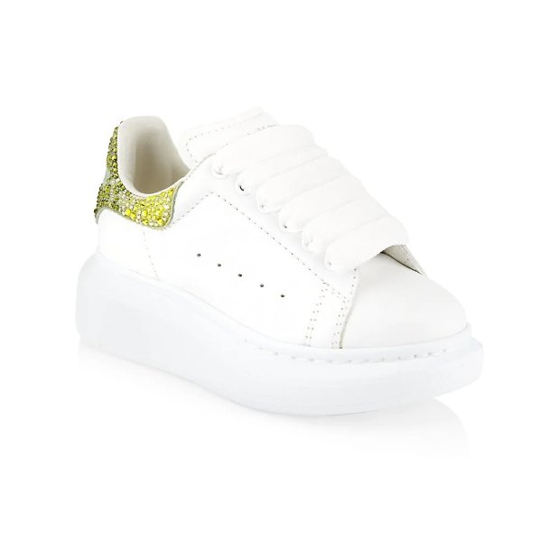 Little Girl's & Girl's Crystal Embellished Leather Oversize Sneakers