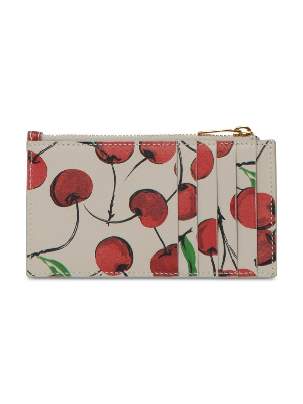 Cherry Print Leather Credit Card Case