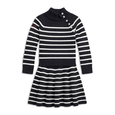 Polo Ralph LaurenGirls  Striped Cotton Sweater & Skirt Set - Little Kid, Big Kid