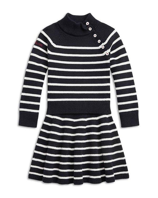 Girls' Striped Cotton Sweater & Skirt Set - Little Kid, Big Kid