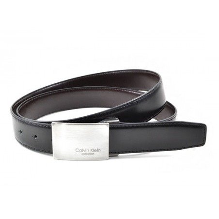 100% Leather Belt with logo buckle - Black