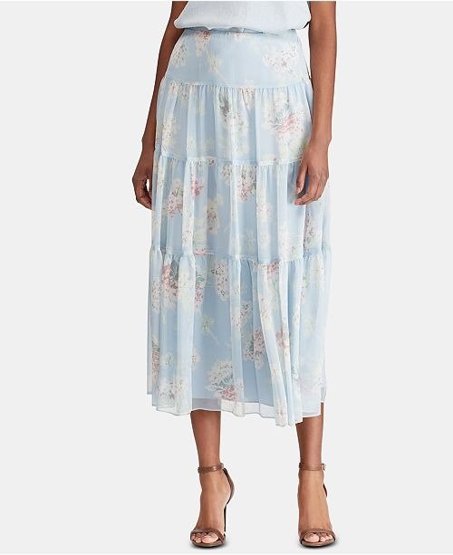 Tiered Floral-Print Peasant Skirt