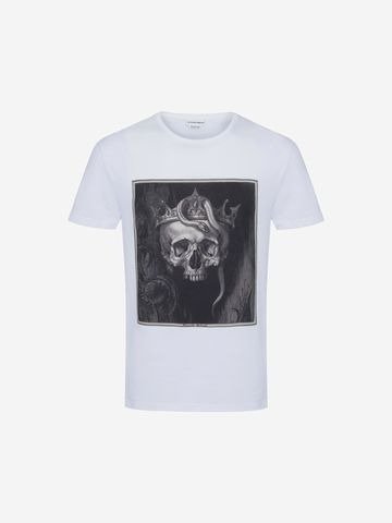 ‎‎‎‎Men‎'s ‎White/Multicolor ‎ ‎Crowned Skull T Shirt ‎ | Alexander McQueen