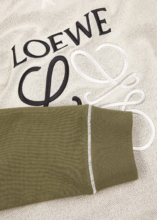 Olive logo-embroidered cotton sweatshirt