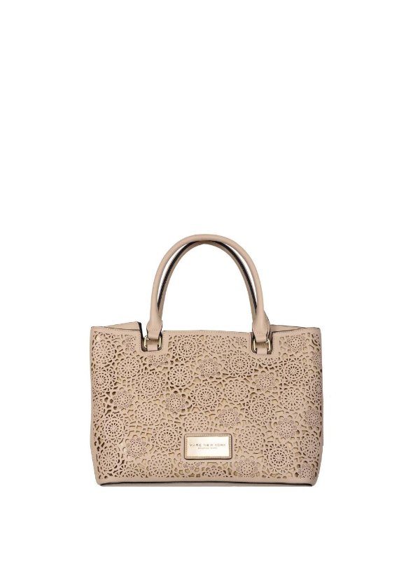 Perforated Front Faux-Leather Tote