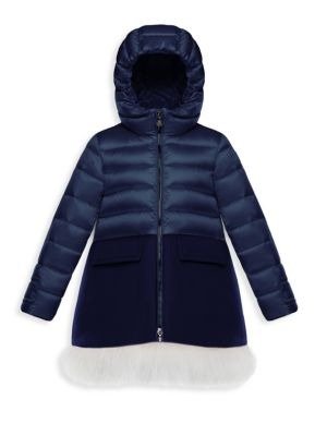 Moncler - Little Girl's & Girl's Genevrieres Lamb Fur-Trimmed Jacket