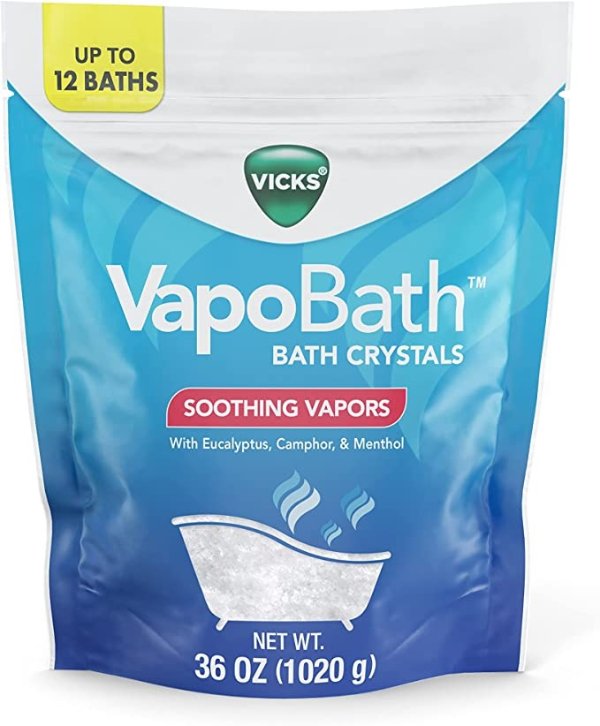 VapoBath, Bath Salts, Bath Bomb, Non-Medicated Bath Crystals, ComfortingVapors, Vapor Bath, Aromatherapy with Eucalyptus and Menthol Scent, Contains Essential Oils, 36 OZ