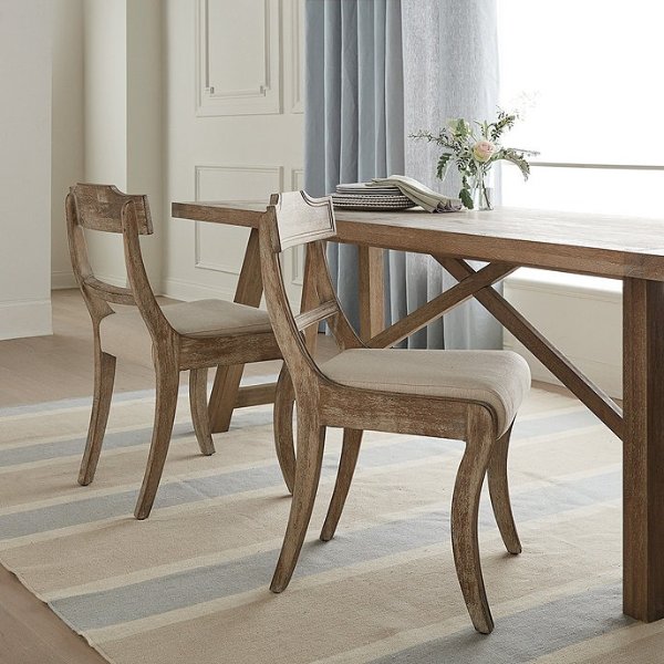 SK Henri Wooden Klismos Dining Chairs Set of 2 Washed Oak