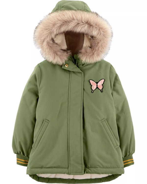 Fur Hood Butterfly Jacket