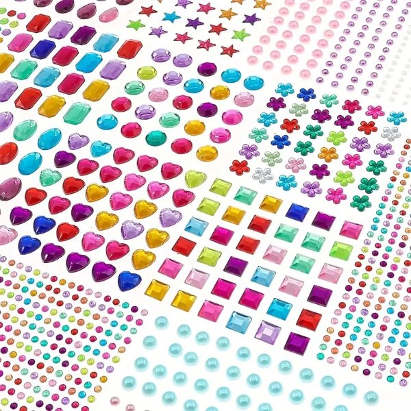 1782 Pcs Adhesive Rhinestones Stickers, Self-Adhesive Glitter Rhinestone Stickers For Sticking Gemstones Stickers For Crafts, Photo Frames, Greeting Cards, Various Sizes