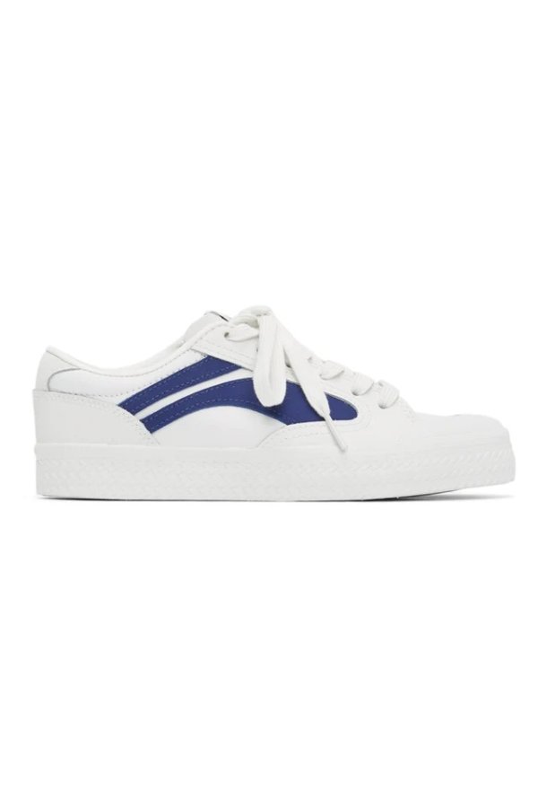 White & Blue Vintage Wave Sneakers