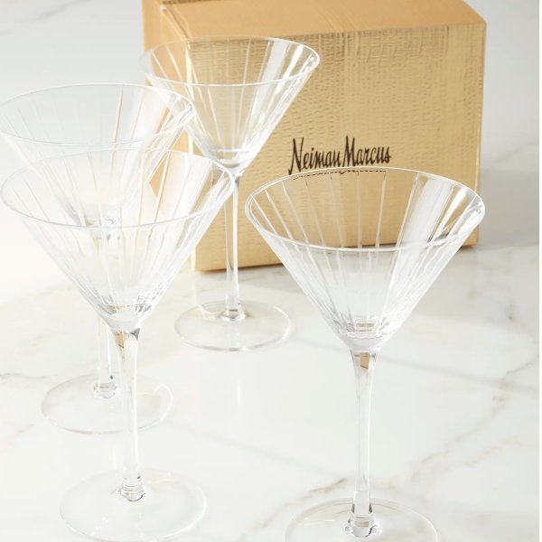 Cut Martini Glasses, Set of 4