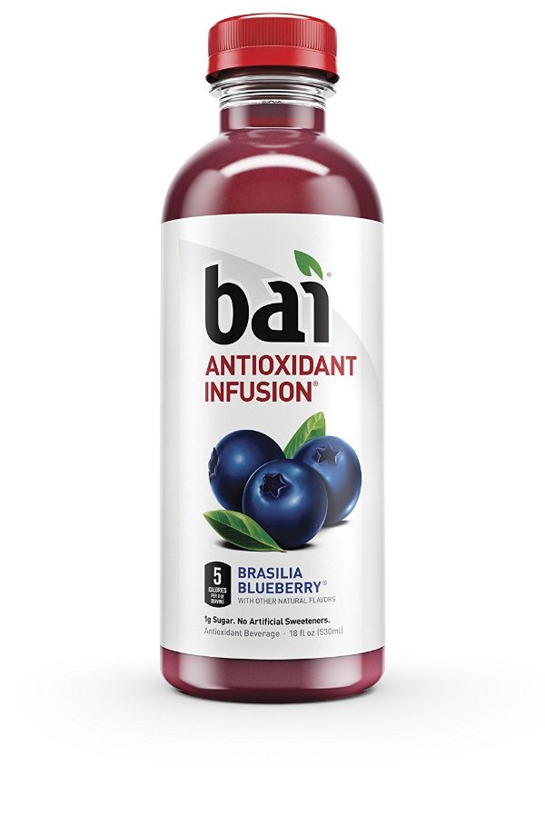 Flavored Water, Brasilia Blueberry, Antioxidant Infused Drinks, 18 Fluid Ounce Bottles, 12 count