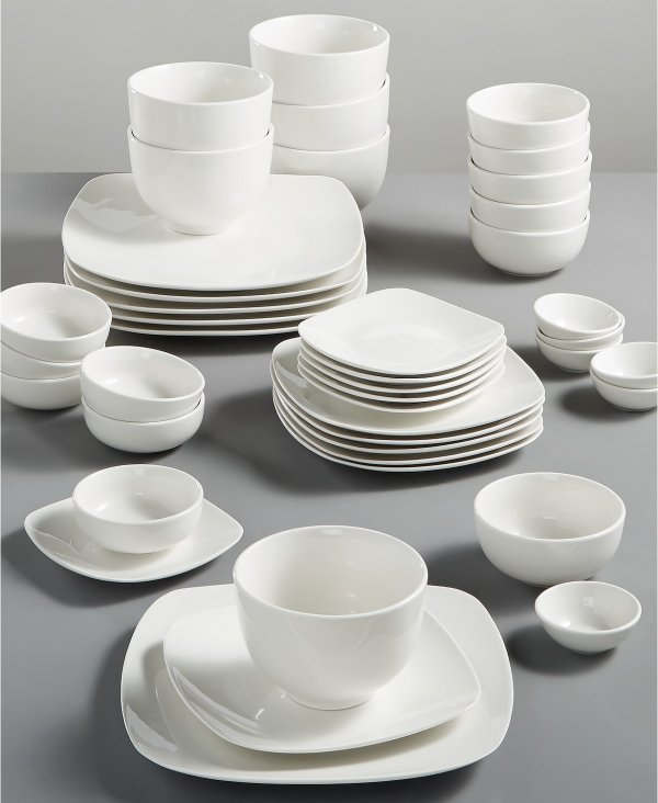 White Elements 42 pc Dinnerware Sets White Elements Fleetwood 42-Pc. Dinnerware Set, Service for 6 White Elements Lexington 42-Pc. Dinnerware Set, Service for 6 White Elements Hampton Square 42-Piece Set, Service for 6