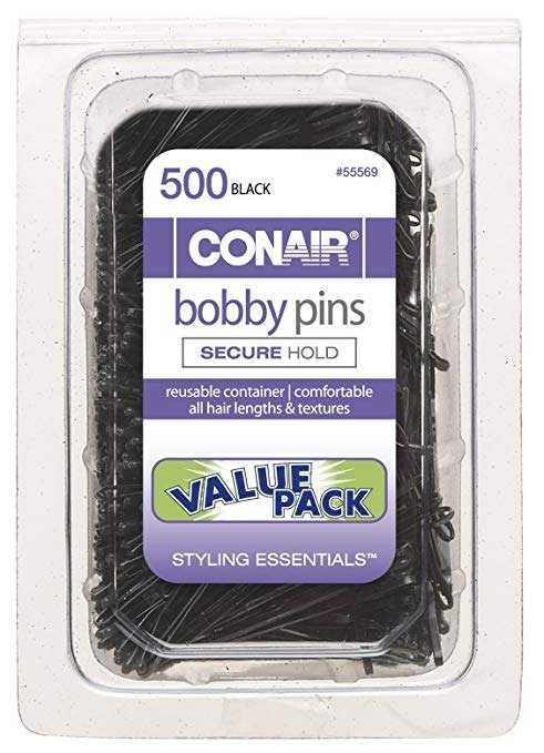 Conair Bobby Pins In Tub, Black, 500 Count