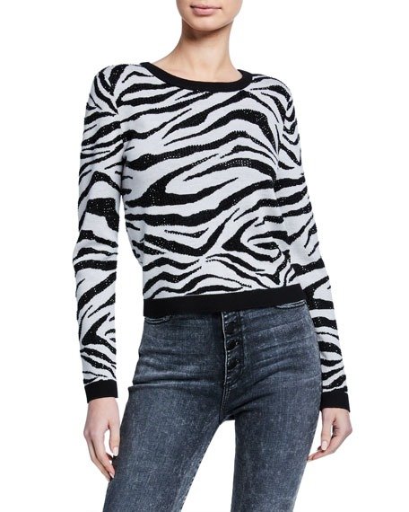Connie Embellished Zebra Stripe Sweater