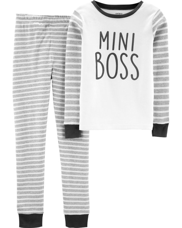 2-Piece Mini Boss Snug Fit Cotton PJs
