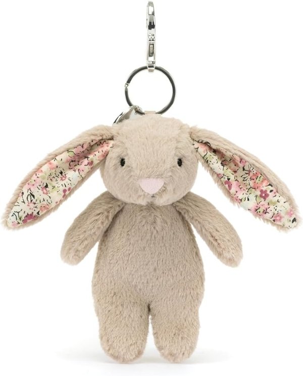 Blossom Beige Bunny Clip-On Keychain Bag Charm