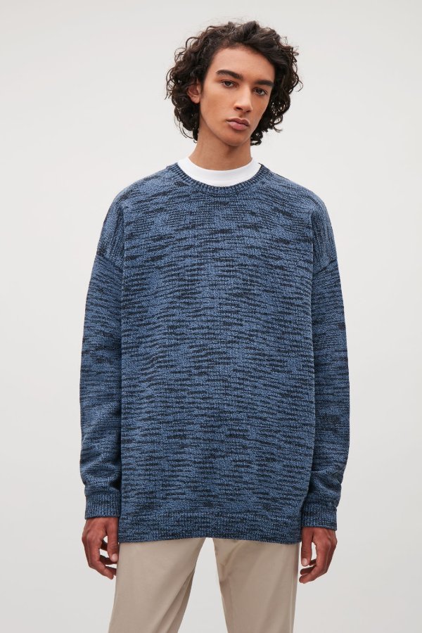TONAL COTTON-KNIT JUMPER - Sapphire - Jumpers - COS US