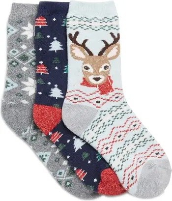 Terry Assorted 3-Pack Christmas Crew Socks