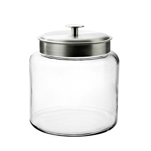 Montana Glass Jar with Fresh Sealed Lid, Brushed Metal Lid, 1.5 Gallon