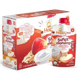 Happy Tot Organics Super Morning, Apple Cinnamon, Yogurt, & Oats + Super Chia, 4 oz (Pack of 8)