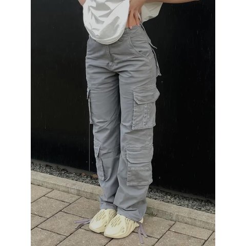 Temu Wide Legs Baggy Cargo Pants With Flap Pockets Girl's Y2k