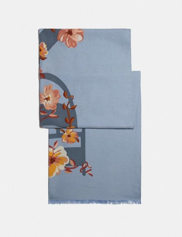 Floral Bow Print Oblong Scarf