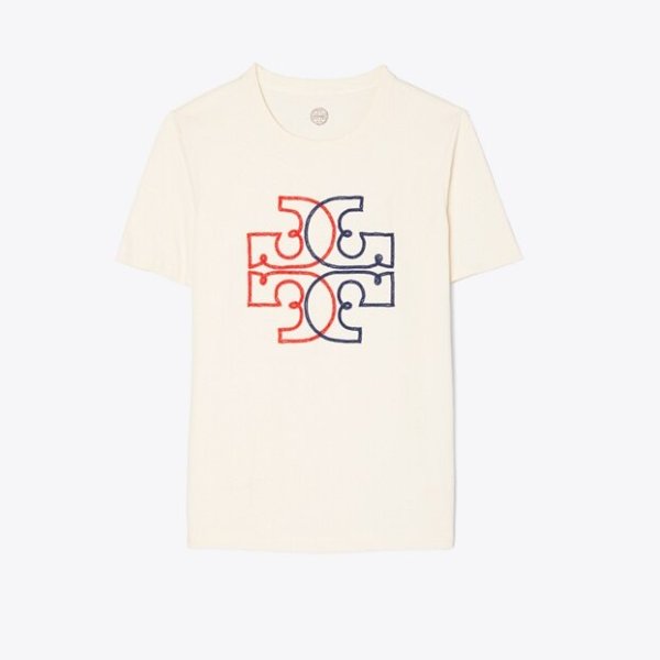 Embroidered Color-Block Logo T-Shirt=