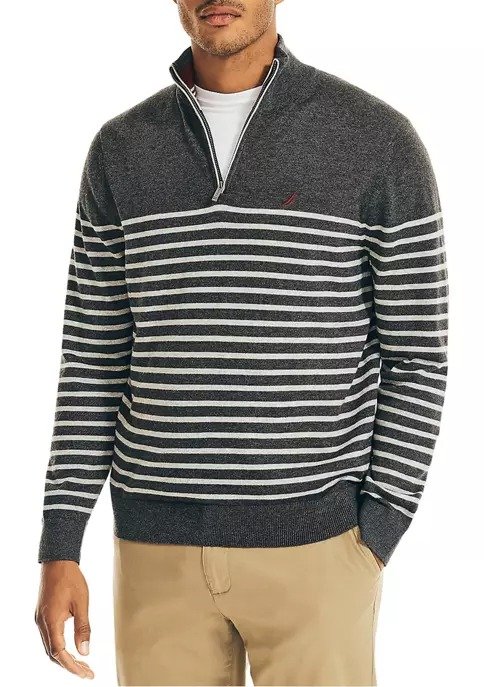 Men's Navtech Striped Quarter-Zip Sweater
