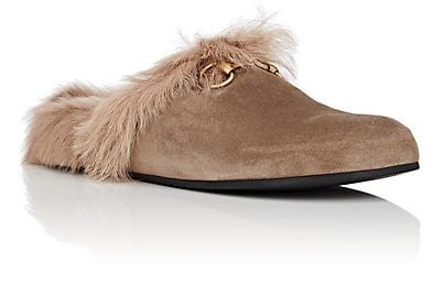 Horse-Bit Suede Slippers