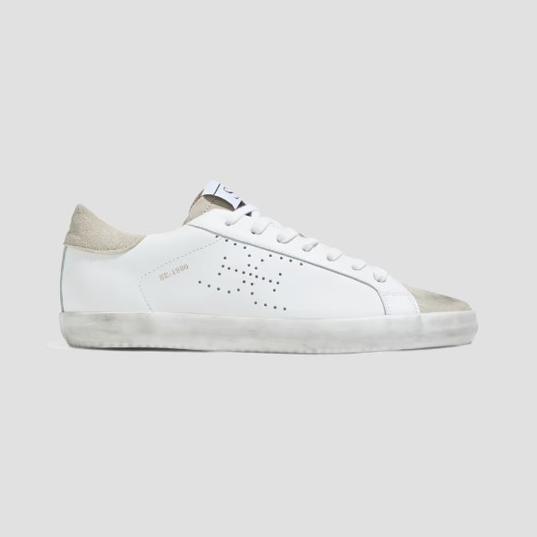 Aubrie suede-paneled perforated leather sneakers