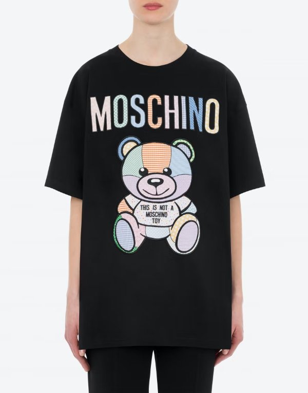 Teddy Patchwork organic cotton jersey T-shirt. | Moschino Official Online Shop