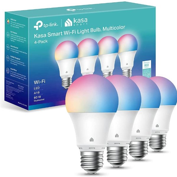 Kasa Smart Light Bulbs A19 9W 800 Lumens 4-Pack