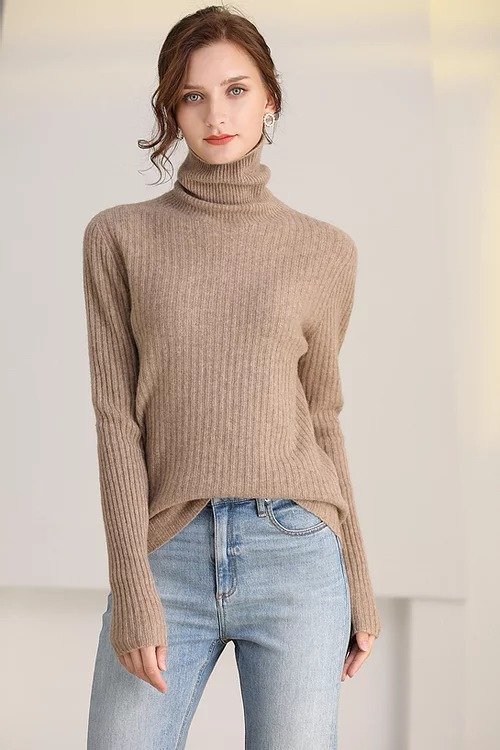 | Brown Seamless Knitting Wool Sweater
